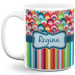 Retro Scales & Stripes 11 Oz Coffee Mug - White (Personalized)