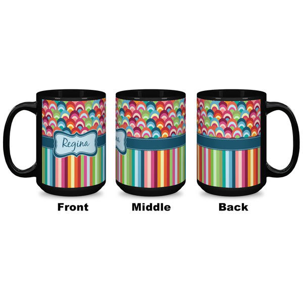 Retro Scales & Stripes Coffee Mug - 15 oz - Black APPROVAL