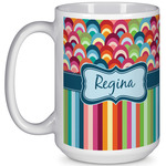 Retro Scales & Stripes 15 Oz Coffee Mug - White (Personalized)