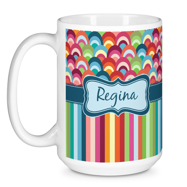 Retro Scales & Stripes Coffee Mug - 15 oz - White