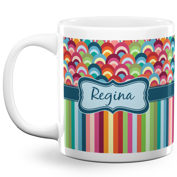 Custom Retro Scales & Stripes 20 Oz Coffee Mug - White (Personalized)