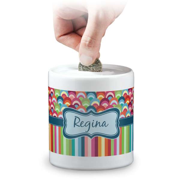 Custom Retro Scales & Stripes Coin Bank (Personalized)