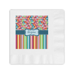 Retro Scales & Stripes Coined Cocktail Napkins (Personalized)