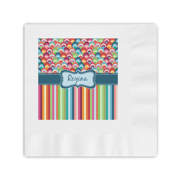 Custom Retro Scales & Stripes Coined Cocktail Napkins (Personalized)