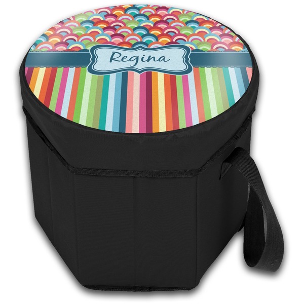 Retro Scales & Stripes Collapsible Personalized Cooler & Seat (Closed)