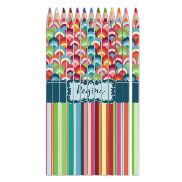 Custom Retro Scales & Stripes Colored Pencils (Personalized)
