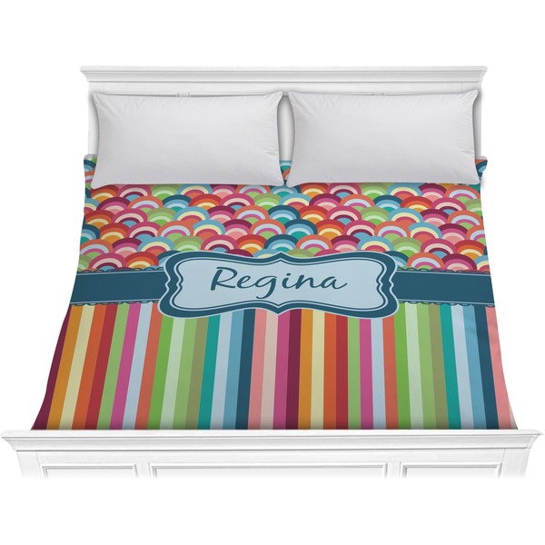 Custom Retro Scales & Stripes Comforter - King (Personalized)