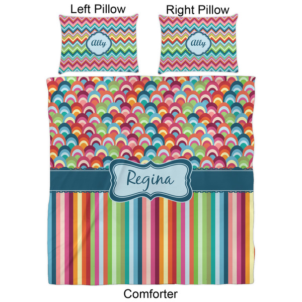 Retro Scales & Stripes Comforter Set - Queen - Approval