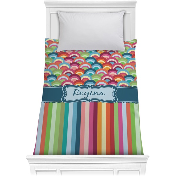 Custom Retro Scales & Stripes Comforter - Twin (Personalized)