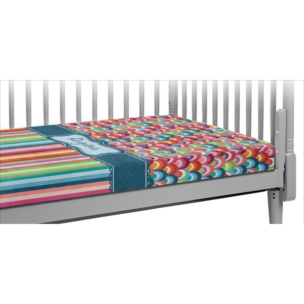 Custom Retro Scales & Stripes Crib Fitted Sheet (Personalized)