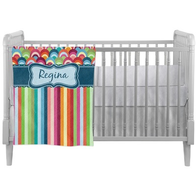 Retro Scales & Stripes Crib Comforter / Quilt (Personalized)