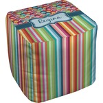 Retro Scales & Stripes Cube Pouf Ottoman - 13" (Personalized)