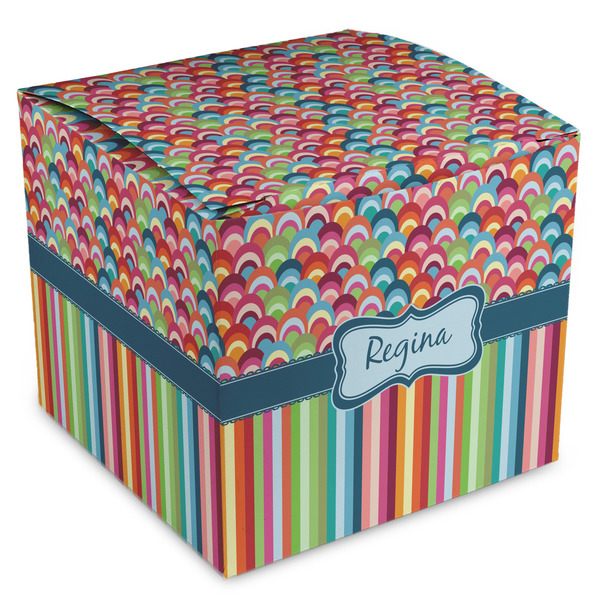 Custom Retro Scales & Stripes Cube Favor Gift Boxes (Personalized)