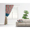 Retro Scales & Stripes Curtain With Window and Rod - in Room Matching Pillow