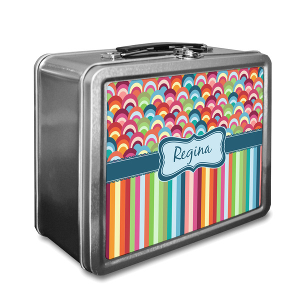 Custom Retro Scales & Stripes Lunch Box w/ Name or Text