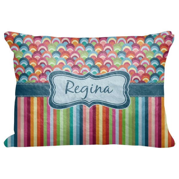 Custom Retro Scales & Stripes Decorative Baby Pillowcase - 16"x12" (Personalized)