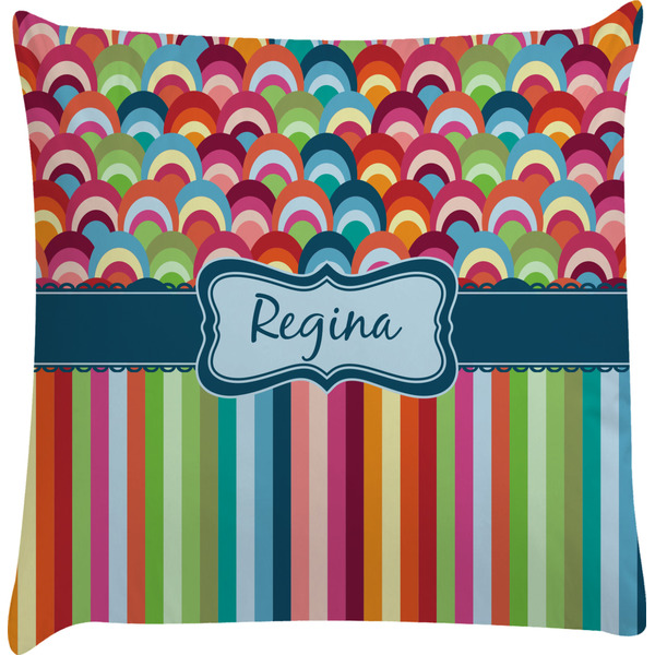 Custom Retro Scales & Stripes Decorative Pillow Case w/ Name or Text