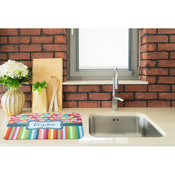 Retro Scales & Stripes Dish Drying Mat - LIFESTYLE 2