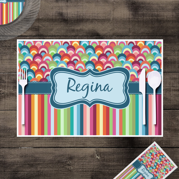 Retro Scales & Stripes Disposable Paper Placemat - In Context