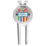 Retro Scales & Stripes Golf Divot Tool & Ball Marker (Personalized)