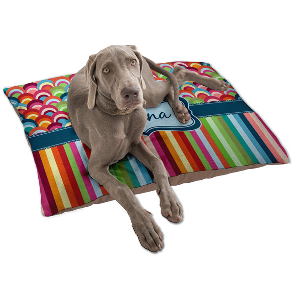 Custom Retro Scales & Stripes Dog Bed - Large w/ Name or Text