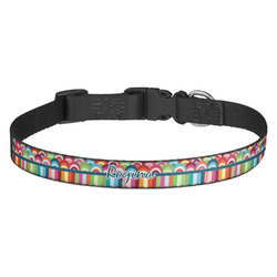Retro Scales & Stripes Dog Collar - Medium (Personalized)