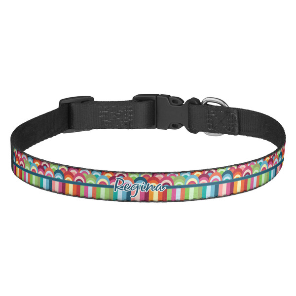 Custom Retro Scales & Stripes Dog Collar - Medium (Personalized)