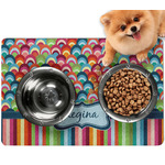 Retro Scales & Stripes Dog Food Mat - Small w/ Name or Text