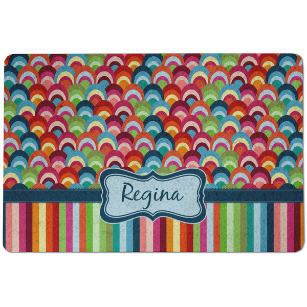 Retro Scales & Stripes Dog Food Mat - Small without bowls