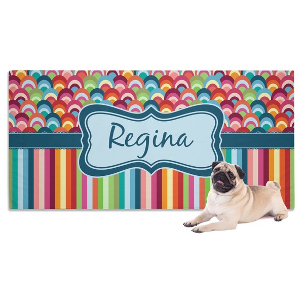 Custom Retro Scales & Stripes Dog Towel (Personalized)