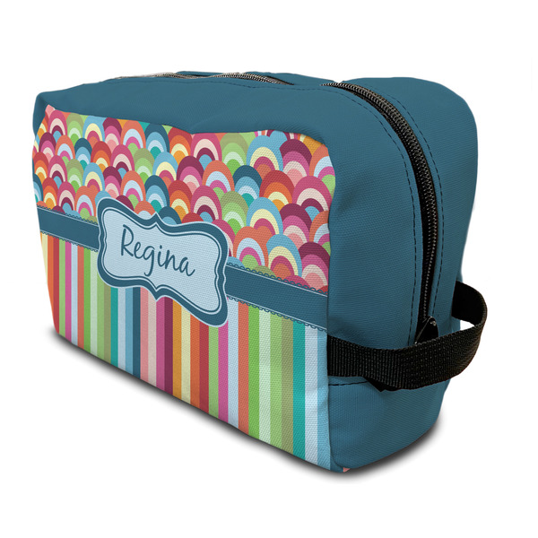 Custom Retro Scales & Stripes Toiletry Bag / Dopp Kit (Personalized)