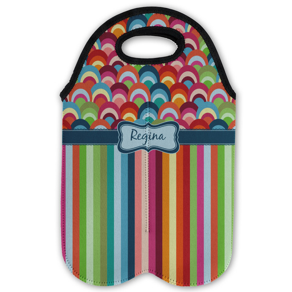 Retro Scales & Stripes Double Wine Tote - Flat (new)