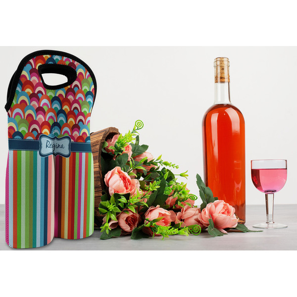 Retro Scales & Stripes Double Wine Tote - LIFESTYLE (new)