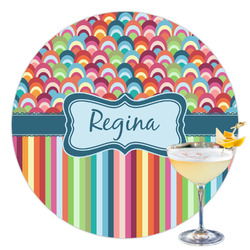 Retro Scales & Stripes Printed Drink Topper - 3.5" (Personalized)