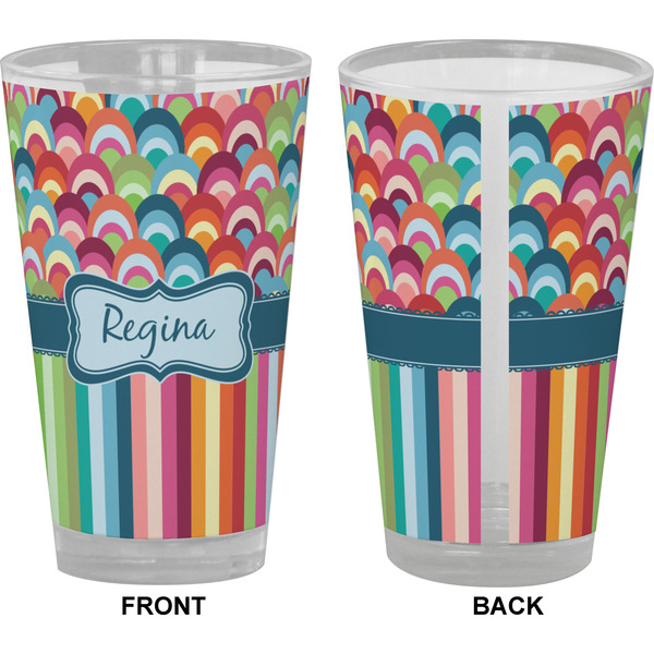 Retro Scales & Stripes Pint Glass - Full Color - Front & Back Views