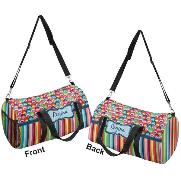 Retro Scales & Stripes Duffle bag large front and back sides