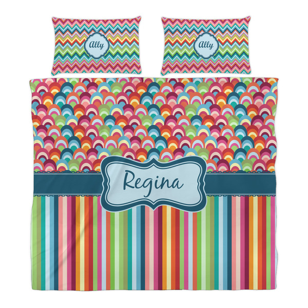 Retro Scales & Stripes Duvet Cover Set - King - Alt Approval