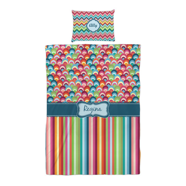 Retro Scales & Stripes Duvet Cover Set - Twin XL - Alt Approval