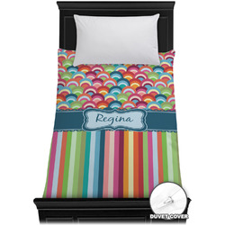 Retro Scales & Stripes Duvet Cover - Twin XL (Personalized)