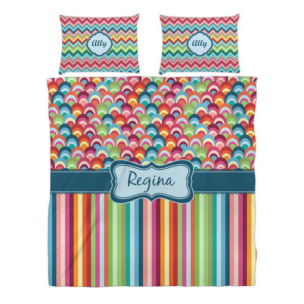 Retro Scales & Stripes Duvet cover Set - Queen - Alt Approval
