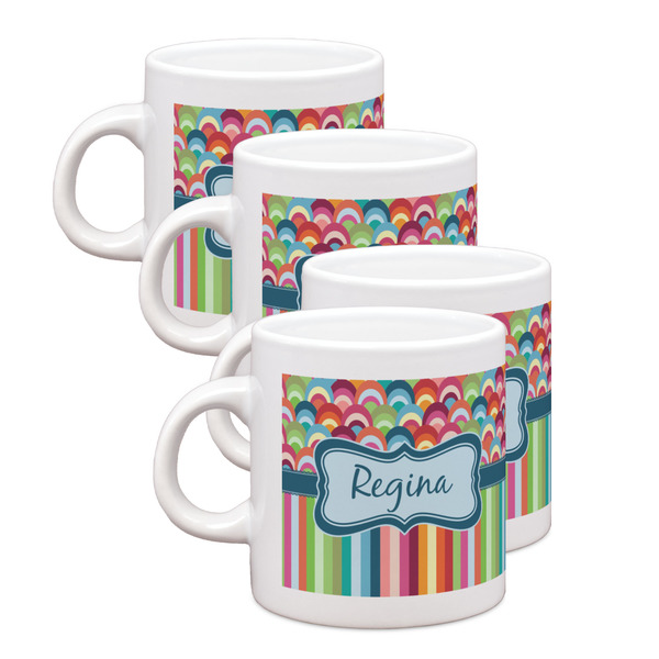 Custom Retro Scales & Stripes Single Shot Espresso Cups - Set of 4 (Personalized)