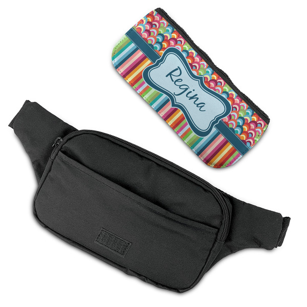 Retro Scales & Stripes Fanny Packs - FLAT (flap off)