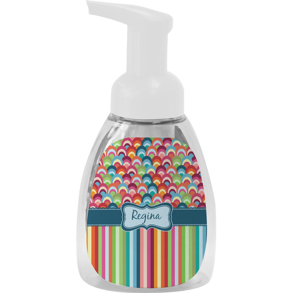 Custom Retro Scales & Stripes Foam Soap Bottle - White (Personalized)