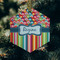 Retro Scales & Stripes Frosted Glass Ornament - Hexagon (Lifestyle)