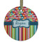 Retro Scales & Stripes Frosted Glass Ornament - Round