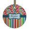 Retro Scales & Stripes Flat Glass Ornament - Round w/ Name or Text