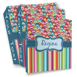 Retro Scales & Stripes 3 Ring Binder - Full Wrap (Personalized)
