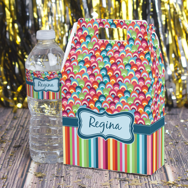 Retro Scales & Stripes Gable Favor Box - In Context