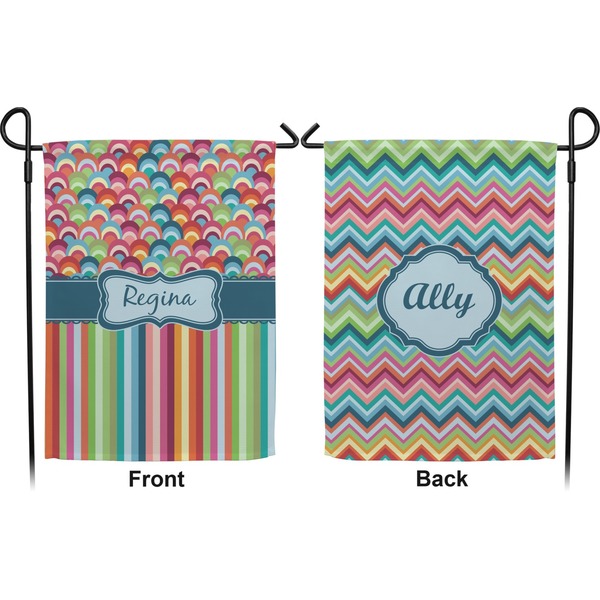 Retro Scales & Stripes Garden Flag - Double Sided Front and Back