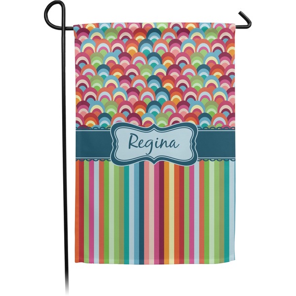 Custom Retro Scales & Stripes Small Garden Flag - Double Sided w/ Name or Text